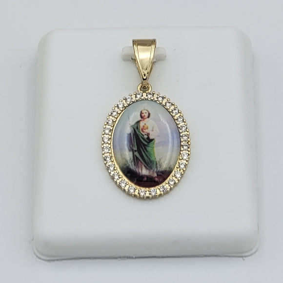 Pendants - 14K Gold Plated. Saint Jude Image - San Judas