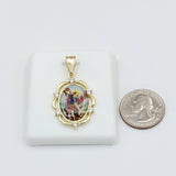 Pendants - 14K Gold Plated. San Miguel Arcangel w/crystals.