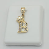 Pendants - 14K Gold Plated. Initial Letter with crown. Pendant. Iniciales con Corona.