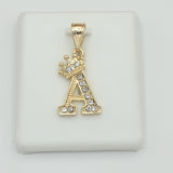 Pendants - 14K Gold Plated. Initial Letter with crown. Pendant. Iniciales con Corona.