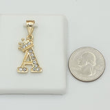 Pendants - 14K Gold Plated. Initial Letter with crown. Pendant. Iniciales con Corona.