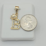 Pendants - 14K Gold Plated. Initial Letter with crown. Pendant. Iniciales con Corona.