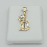 Pendants - 14K Gold Plated. Initial Letter with crown. Pendant. Iniciales con Corona.