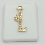 Pendants - 14K Gold Plated. Initial Letter with crown. Pendant. Iniciales con Corona.