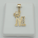 Pendants - 14K Gold Plated. Initial Letter with crown. Pendant. Iniciales con Corona.