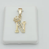 Pendants - 14K Gold Plated. Initial Letter with crown. Pendant. Iniciales con Corona.