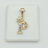 Pendants - 14K Gold Plated. Initial Letter with crown. Pendant. Iniciales con Corona.