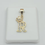 Pendants - 14K Gold Plated. Initial Letter with crown. Pendant. Iniciales con Corona.