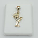 Pendants - 14K Gold Plated. Initial Letter with crown. Pendant. Iniciales con Corona.