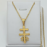 Necklace - Stainless Steel Gold Plated. CARAVACA Crucifix. *Premium Q*