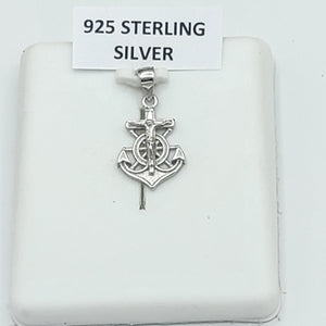 Pendants - 925 Sterling Silver. Small Anchor Jesus Crucifix.