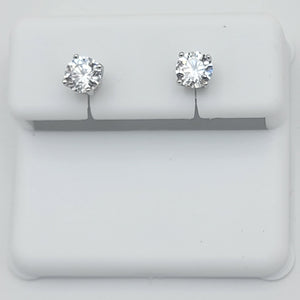 Earrings - 925 Sterling Silver. Round Solitaire Stud Earrings. 5mm