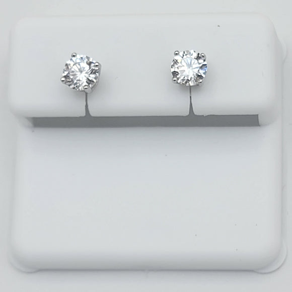 Earrings - 925 Sterling Silver. Round Solitaire Stud Earrings. 5mm