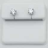 Earrings - 925 Sterling Silver. Round Solitaire Stud Earrings. 5mm