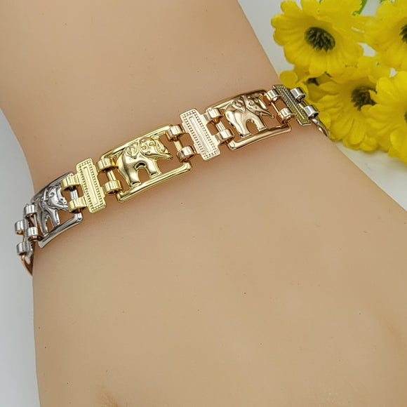 Bracelets - Tri Color Gold Plated. Elephants *Premium Q*
