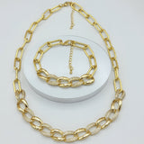 Sets - 14K Gold Plated.  Icy crystals Link Chain & Bracelet