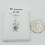 CLOSEOUT* Pendants - 925 Sterling Silver. Girl with red CZ