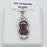 Pendants - 925 Sterling Silver. Our Lady of Guadalupe Oval. Virgen Guadalupe.