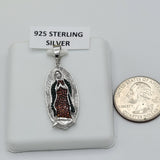 Pendants - 925 Sterling Silver. Our Lady of Guadalupe Oval. Virgen Guadalupe.