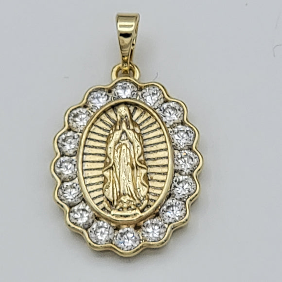 Pendants - 14K Gold Plated. Our Lady of Guadalupe Double Sided. *Premium Q*
