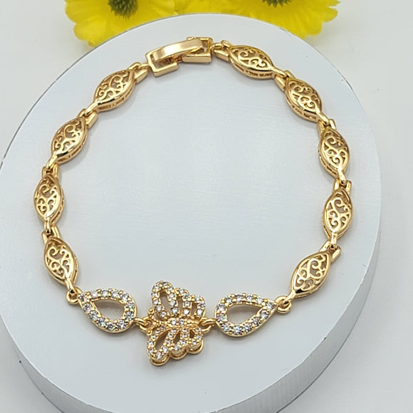 Bracelets - 18K Gold Plated. Butterfly w clear crystals. *Premium Q*
