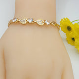 Bracelets - 18K Gold Plated. Hearts w clear crystals. *Premium Q*