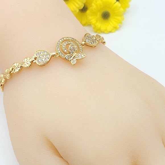 Bracelets - 18K Gold Plated. 3D Butterfly w clear crystals. *Premium Q*