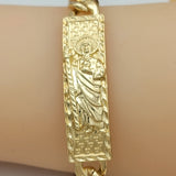 Bracelets - 14K Gold Plated. Saint Jude. San Judas. 13mm W - 9in L