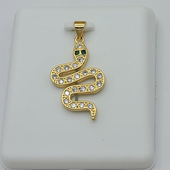 Pendants - 14K Gold Plated. Snake with crystals.