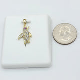 Pendants - 14K Gold Plated. Penguin with crystals. *Premium Q*
