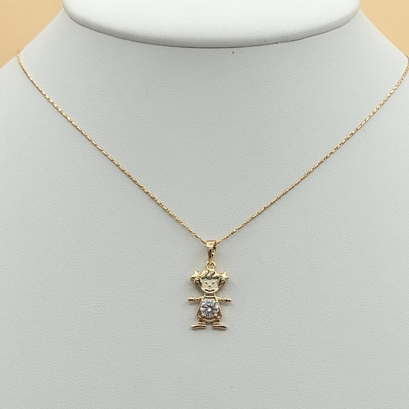 Necklaces - 18K Gold Plated. Girl - Family Pendants *Premium Q*