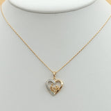 Necklace - 18K Gold Plated. Family Love Heart Pendant. *Premium Q*