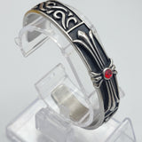 Bangles - Stainless Steel Bracelets. Black Accents - Cross - Red Crystal. *Premium Q*