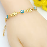 Bracelets - Yellow Gold Plated. Dolphins & Blue Eyes. Delfin.  *Premium Q*