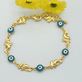 Bracelets - Yellow Gold Plated. Dolphins & Blue Eyes. Delfin.  *Premium Q*