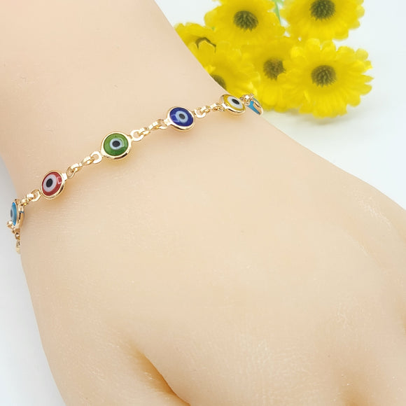 Sets - 18K Gold Plated. Multicolor Evil Eye. Necklace - Bracelet or Set. *Premium Quality*