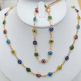 Sets - 18K Gold Plated. Multicolor Evil Eye. Necklace - Bracelet or Set. *Premium Quality*