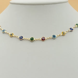 Sets - 18K Gold Plated. Multicolor Evil Eye. Necklace - Bracelet or Set. *Premium Quality*