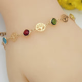 Bracelets - 18K Gold Plated. Multicolor Crystals Life Tree. *Premium Q*