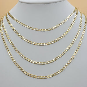 Chains - 14K Gold Plated. Curb Style - 5mm L - Different Sizes (PACK OF 6)