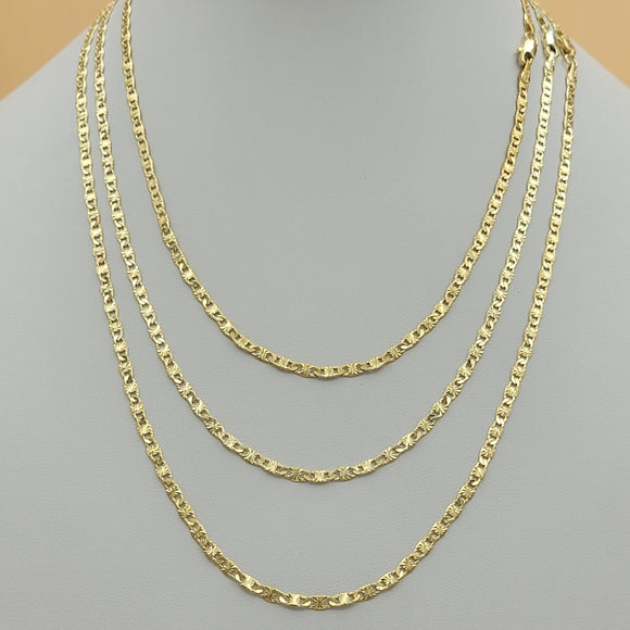 Chains - 14K Gold Plated. Mariner Style Star - 3mm W - Different Sizes (PACK OF 3)