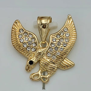 Pendants - 14K Gold Plated. Small Eagle. Clear Crystals. Aguila.