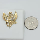 Pendants - 14K Gold Plated. Small Eagle. Clear Crystals. Aguila.