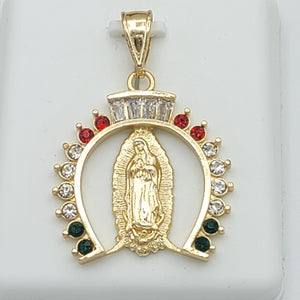 Pendants - 14K Gold Plated. Our Lady of Guadalupe. Horseshoe.