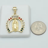 Pendants - 14K Gold Plated. Our Lady of Guadalupe. Horseshoe.