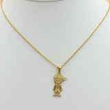 Necklace - Stainless Steel Gold Plated. Boy Pendant & Chain.  *Premium Q*