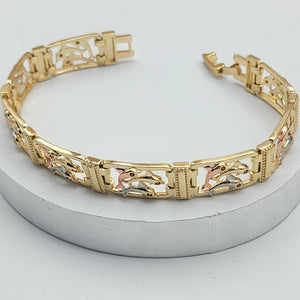 Bracelets - Tri Color Gold Plated. Dolphins. *Premium Q*