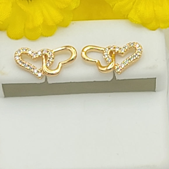 Earrings - 18K Gold Plated. Linked Hearts. *Premium Q*