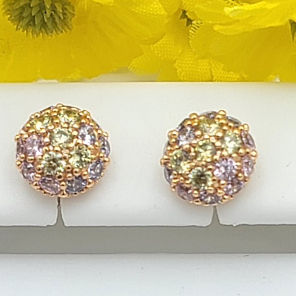 Earrings - 18K Gold Plated. Rainbow Crystals Stud Earrings. *Premium Q*