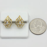 Earrings - 14K Gold Plated. Huggies crystal Flower. *Premium Q*